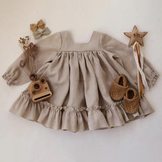 Ruffle Long Sleeve Cotton Dress Bloomer Set - RYAN AND REMI