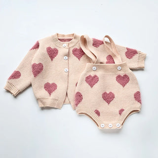 Heart Print 2 Piece Sweater Set - RYAN AND REMI