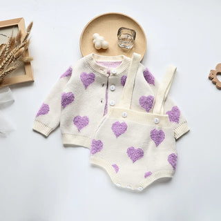 Heart Print 2 Piece Sweater Set - RYAN AND REMI