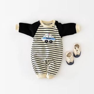 Striped Cartoon Car Jumpsuit - RYAN AND REMI