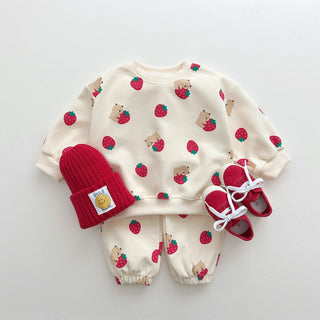 Strawberries Pullover Toddler Jogger Set - RYAN AND REMI