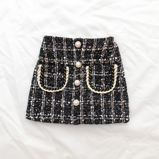 Tweed Skirt With Pearl Buttons - RYAN AND REMI