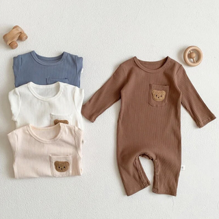 Bear Patch Ribbed Romper - RYAN AND REMI