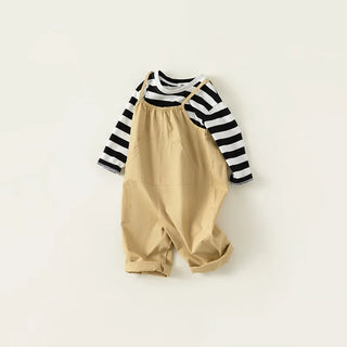 Striped T-Shirt Overalls Set - RYAN AND REMI