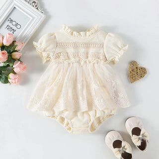 Lace Waffle Romper  Dress