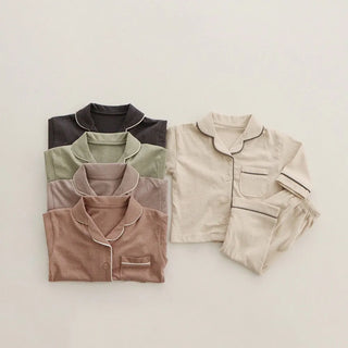 Piped-Trim Pajamas Set