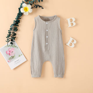 Cotton Linen Muslin Sleeveless Toddler Jumpsuit - RYAN AND REMI