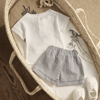 Boys Linen Striped shorts and Shirt Set - RYAN AND REMI