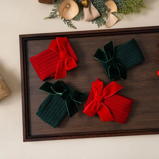 Christmas Velvet Bow Socks