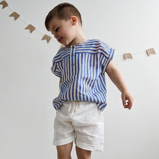 Boys Button Up Linen Shirt - RYAN AND REMI