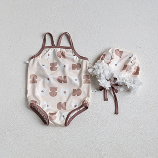 Baby Girls Floral Bandage Swimsuit With Hat - RYAN AND REMI