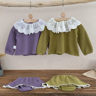 Lace Collar Suede Set