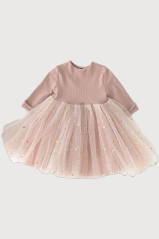 Long Sleeve Star Lace Tulle Star Dress - RYAN AND REMI