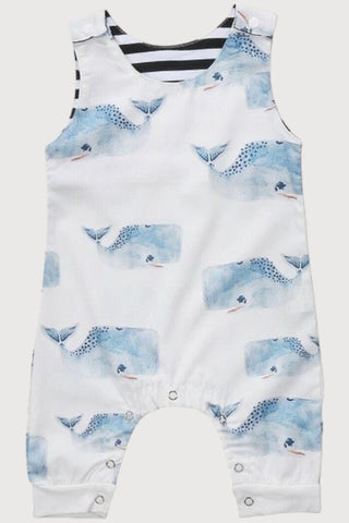 Beach Whale Print Button Romper Jumpsuit - RYAN AND REMI